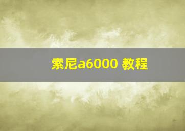 索尼a6000 教程